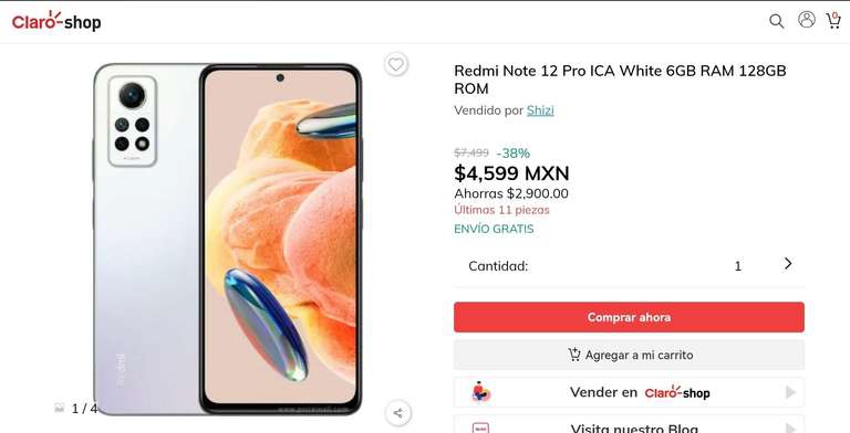 CLARO SHOP: REDMI NOTE 12 PRO 6/128 
