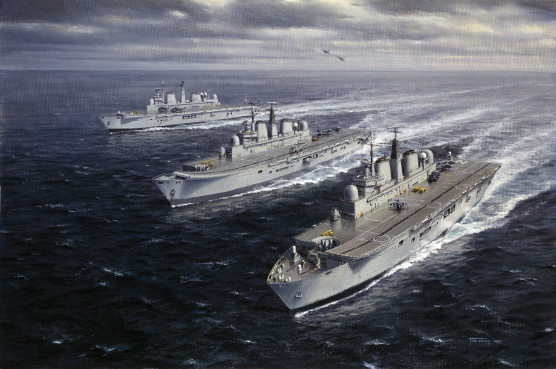 HMS Invincible, el HMS Illustrious y HMS Ark Royal