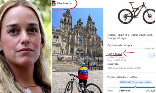 Bicicleta de 9 mil dólares de Lilian Tintori Bicicleta de 9 mil dólares de Lilian Tintori
