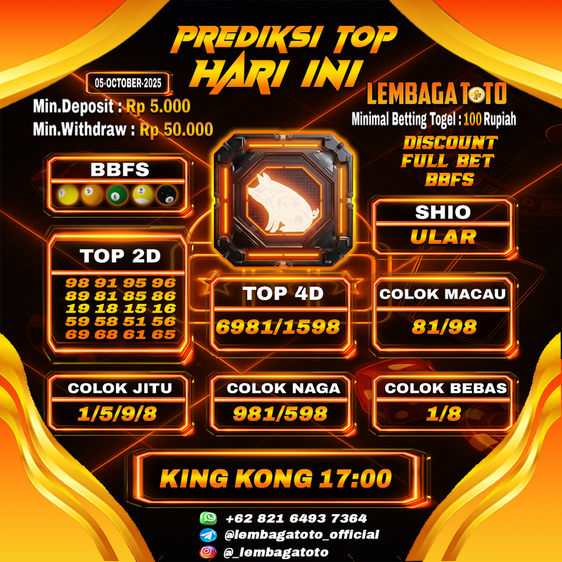 Prediksi Togel 05 Oct 2025 Lembagatoto