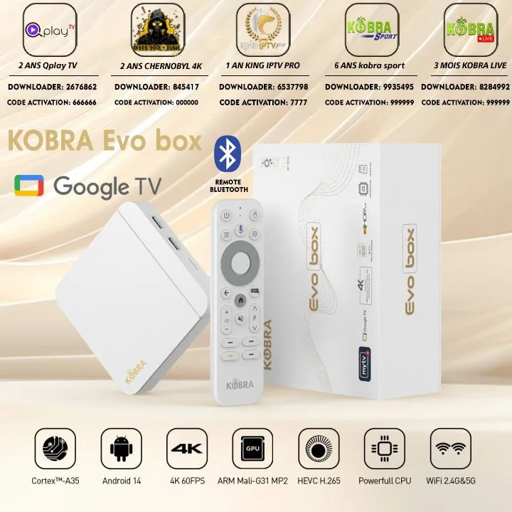 Kobra Evo Box Android TV 14 Abonnement 11 Ans