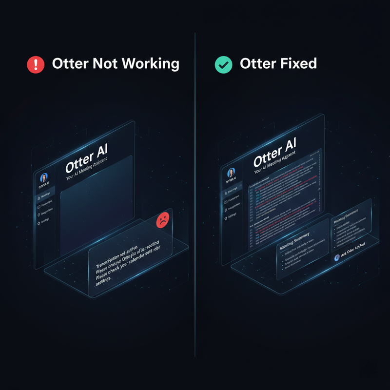 Comparison between failed Otter recording and successful transcription