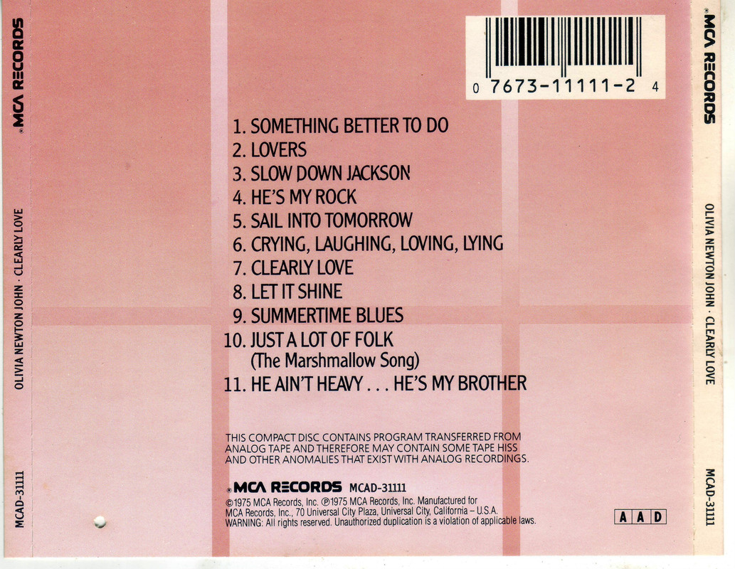 Olivia Newton John Clearly Love 1975 EAC FLAC