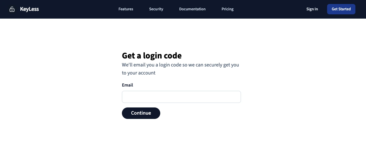 Passwordless login form