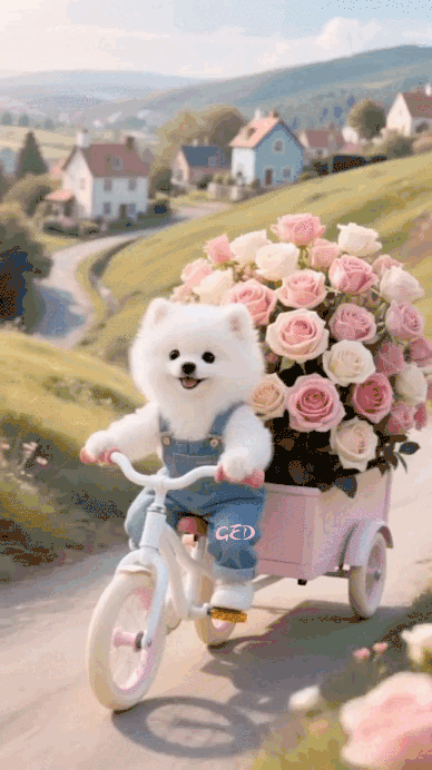 070825-chien-blanc-charrette-fleurs