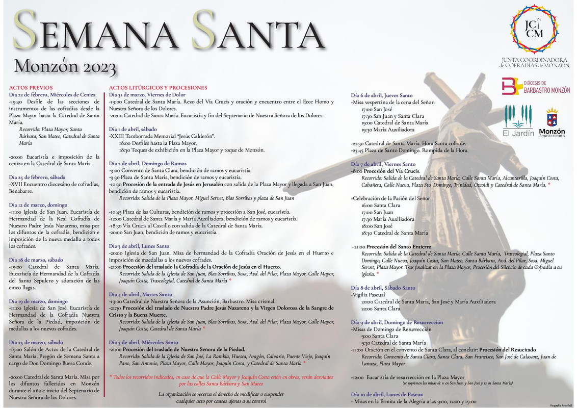Descargue o Consulte el Programa de la Semana Santa de Mozón (Huesca) 2023