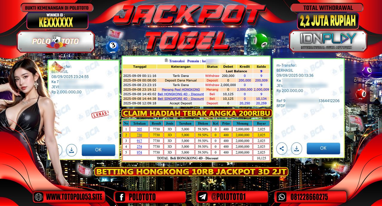 POLOTOTO JACKPOT TOGEL HONGKONG LOTTO Rp.2.200.000,-