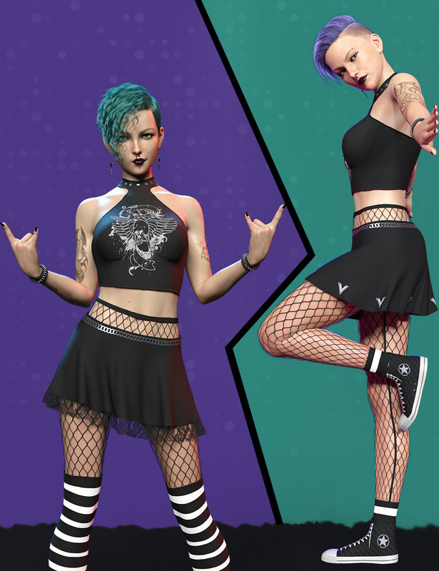 dForce Rock Queen Outfit Set for Genesis 8 and 8.1 Females