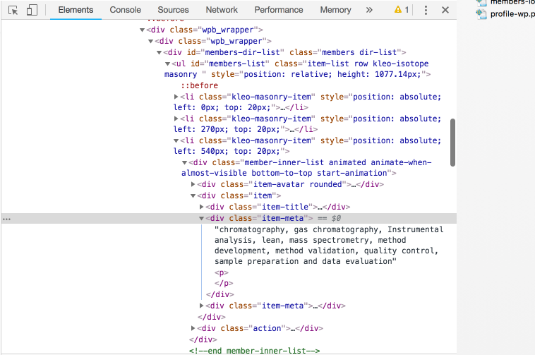 Result front-end BuddyPress