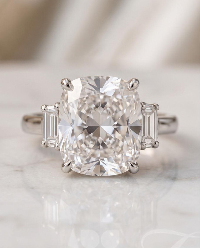 3.60 Carat Cushion Cut Lab-Grown Diamond Ring in 14K White Gold