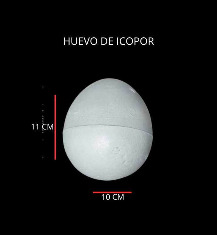 Huevo en Icopor #3 de 11cm x10cm para sus adornos navideños o escolar
