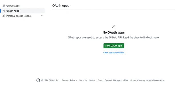 GitHub Developers create new OAuth app