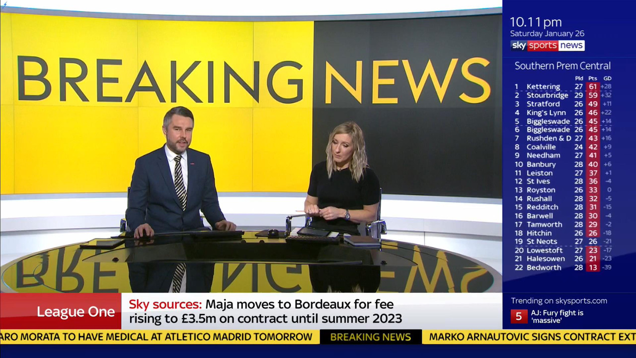 26 January - 22.00.00 - Sky Sports News At Ten. Round up of all 