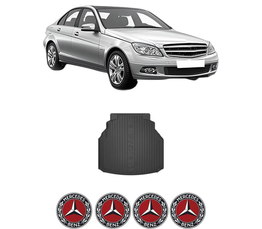 Tavita Portbagaj MERCEDES-BENZ C-CLASS (W204) din 2007-2014, Protectie Portbagaj Auto, 4x Stickere auto cu MERCEDES-BENZ