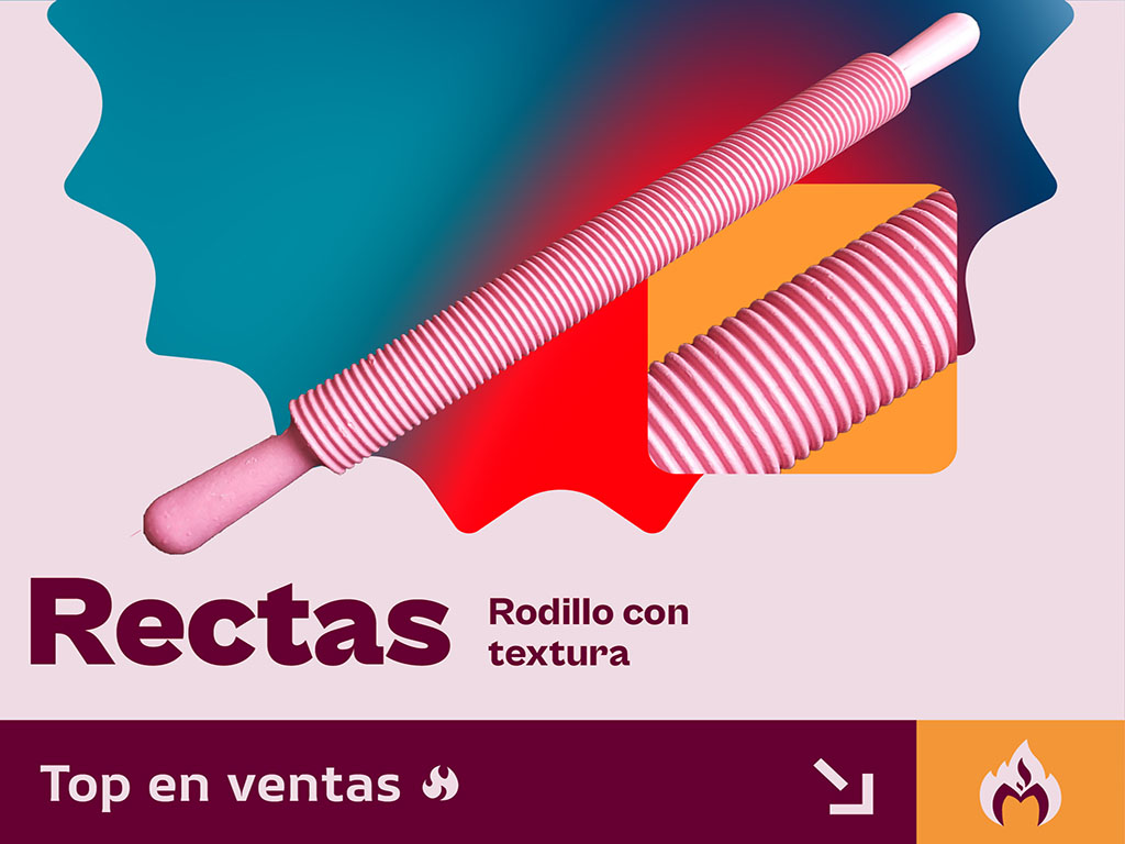 Rodillo macizo líneas rectas para masa flexible fondant y porcelana