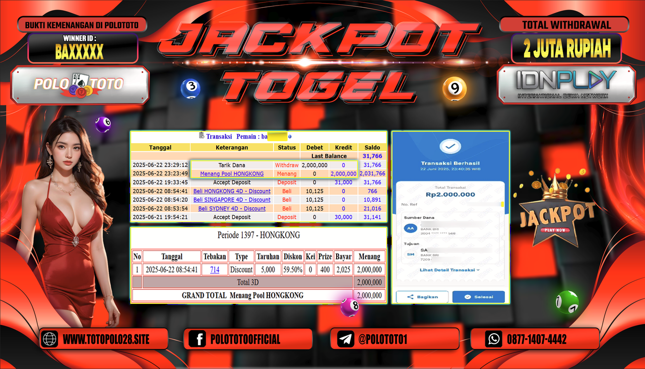 POLOTOTO JACKPOT TOGEL HONGKONG LOTTO Rp2.000.000,-
