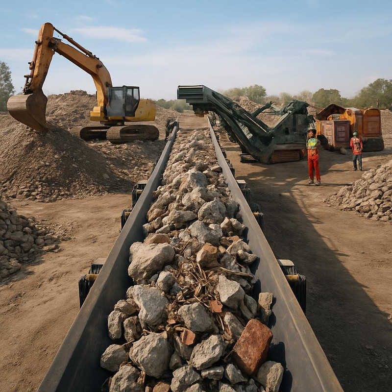 Процесс переработки строительного мусора