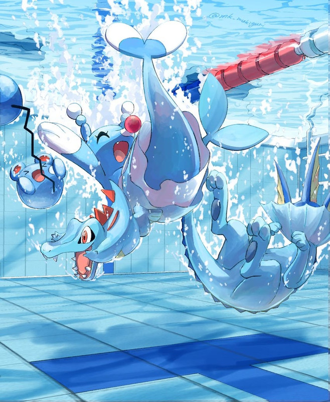 vaporeon-totodile-marill-and-brionne-pok