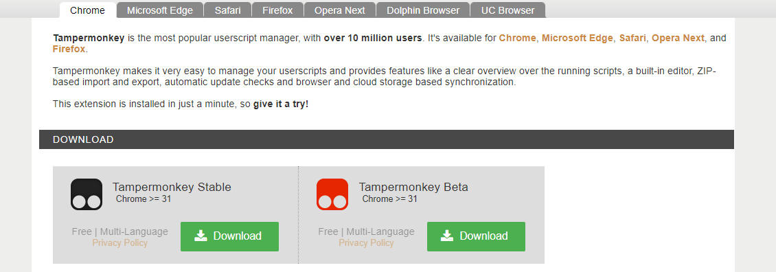 TamperMonkey homepage