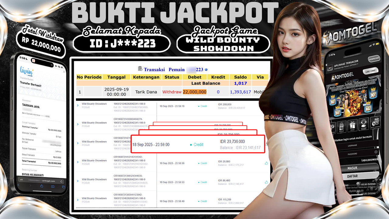 OMTOGEL JACKPOT PGSOFT WILD BOUNTY SHOWDOWN 22 JUTA DI BAYAR LUNAS ,-