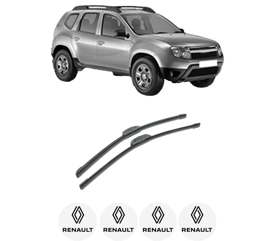 Set stergatoare auto RENAULT DUSTER (HS_) din 2010-2018, pentru parbriz auto, 2 bucati, Bosch Aerotwin Retrofit, din cauciuc siliconat rezistent, 4 Stickere Auto RENAULT
