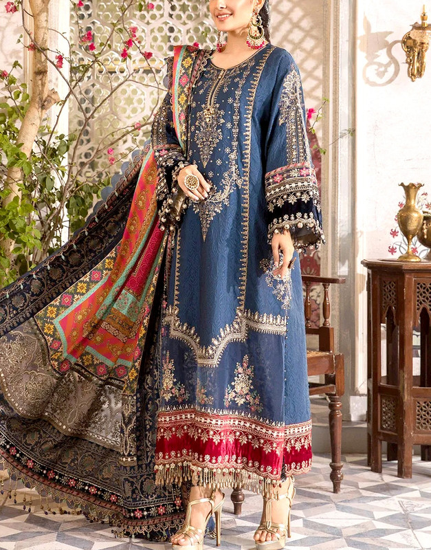 Heavy Embroidered Chiffon Wedding Dress 2026 with Jamawar Trouser