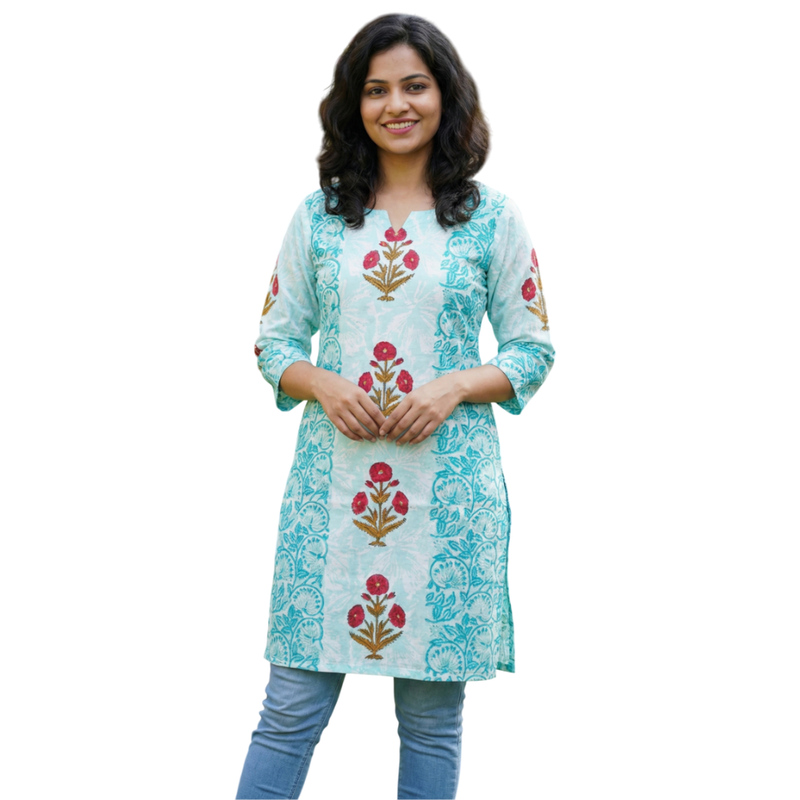 Qyaari by Penkraft Handblock Everyday Comfort Kurti