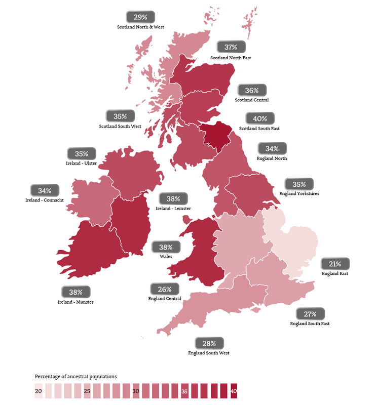 BDNA red hair variants frequency map_Britain_Ireland