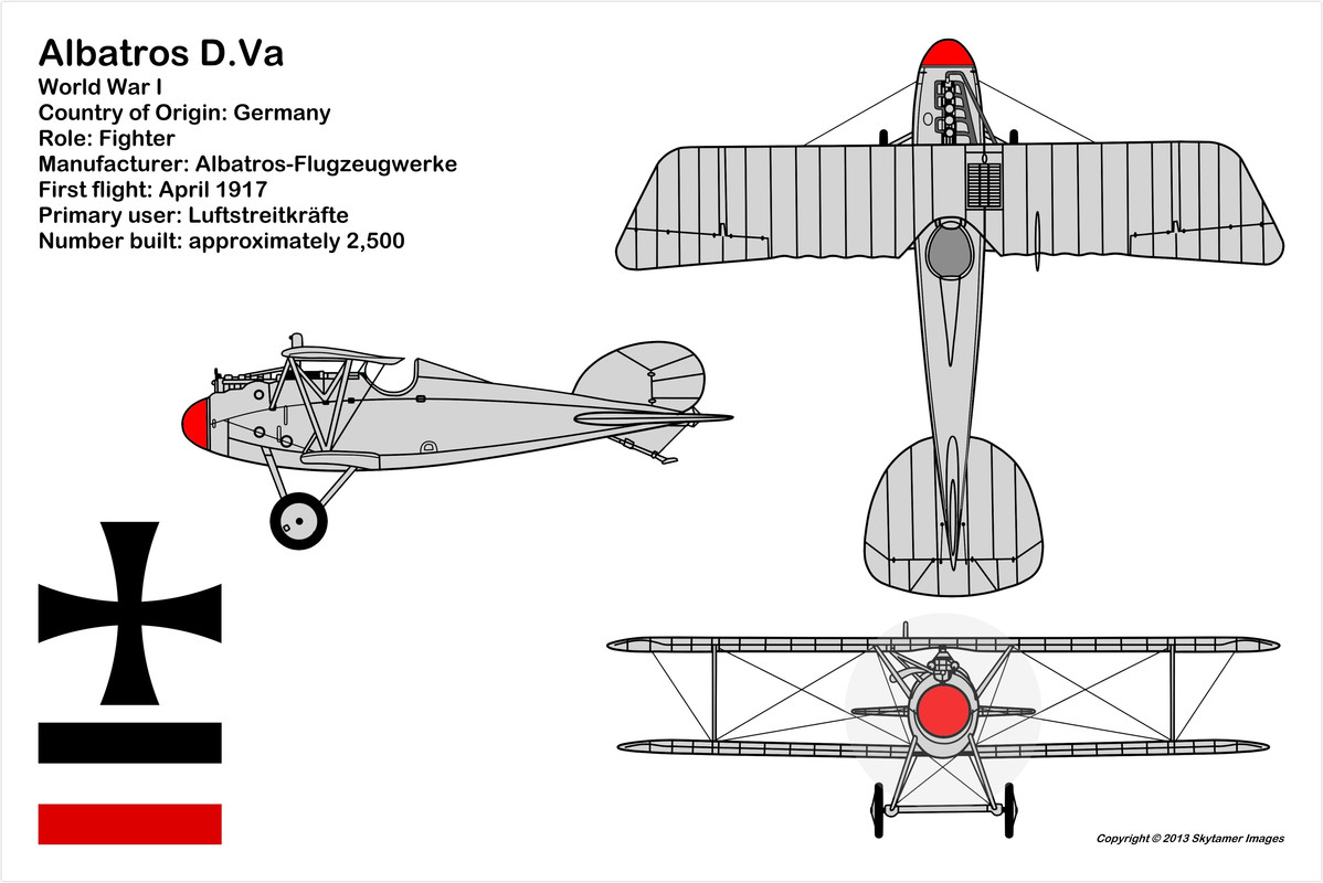 Albatros D.Va (3-view, copyright 2013 Skytamer Images)