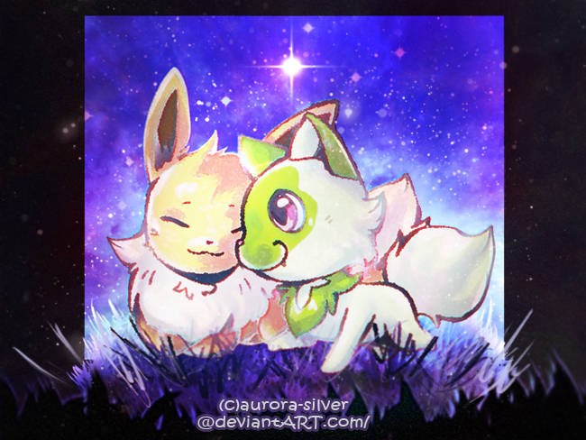 sprigatito-and-eevee-by-aurora-silver-df