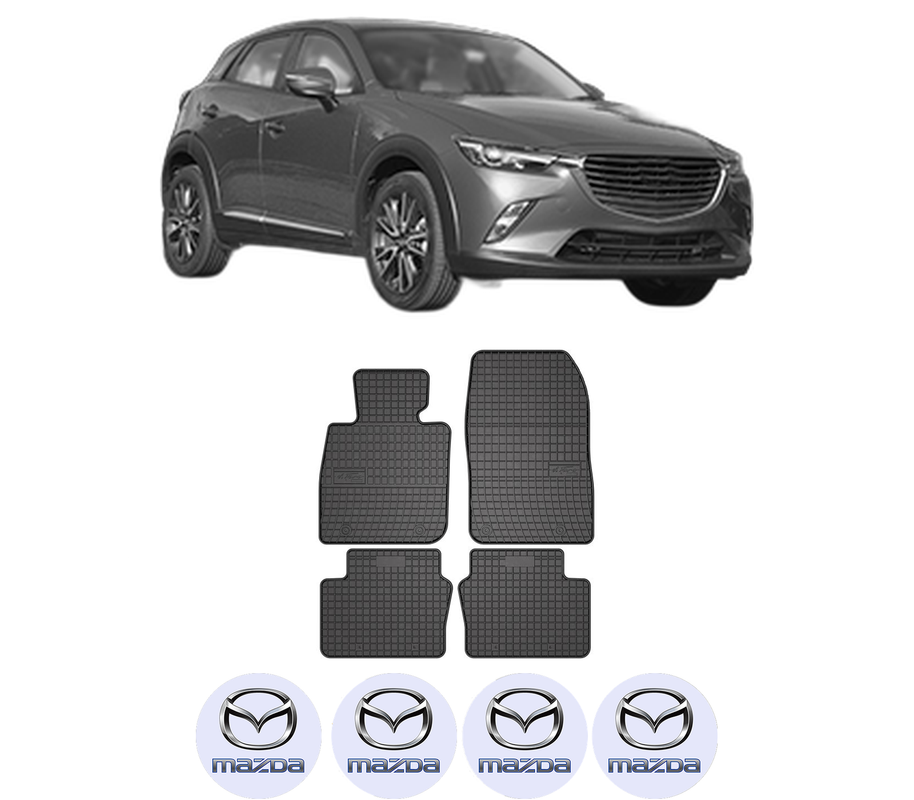 Set covorase presuri MAZDA CX-3 (DK) din 2015-2018, auto, din cauciuc thermoplastic, 4 Stickere auto cu MAZDA