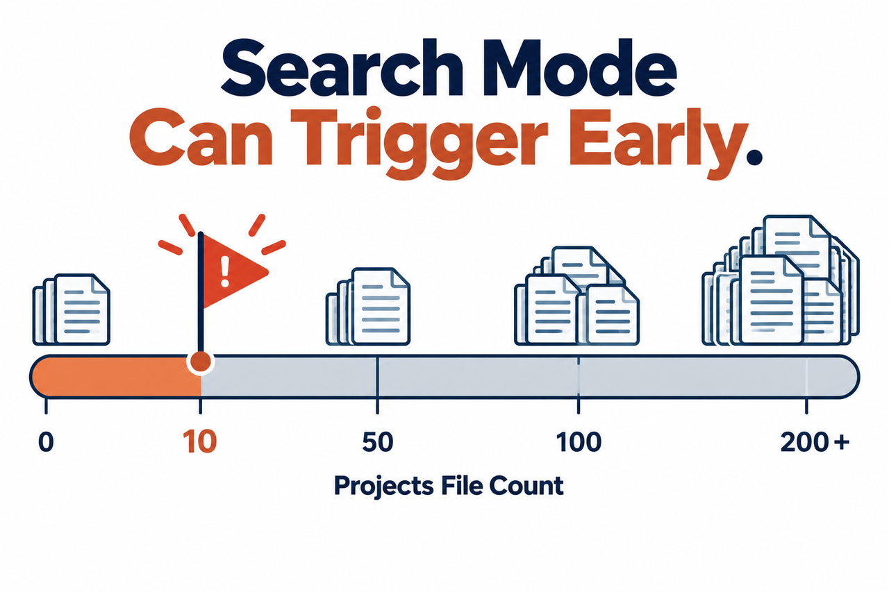 Chart showing search mode can trigger earlier than expected in Claude Projects
