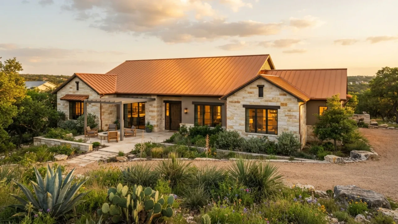 Long-lasting metal roof on residential home in San Antonio Texas