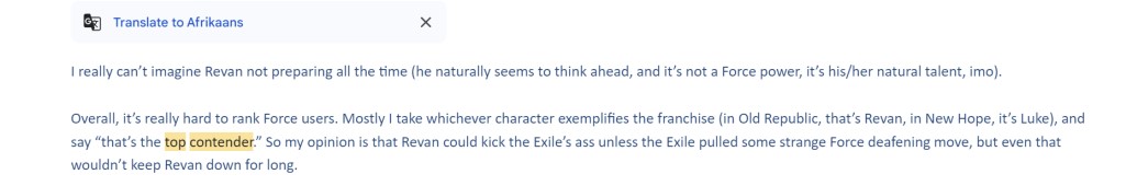 Could easily take on the Exile s Force deafening