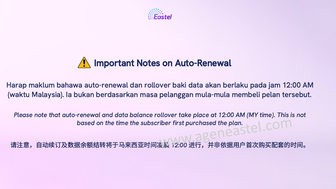 Info auto renew Eastel