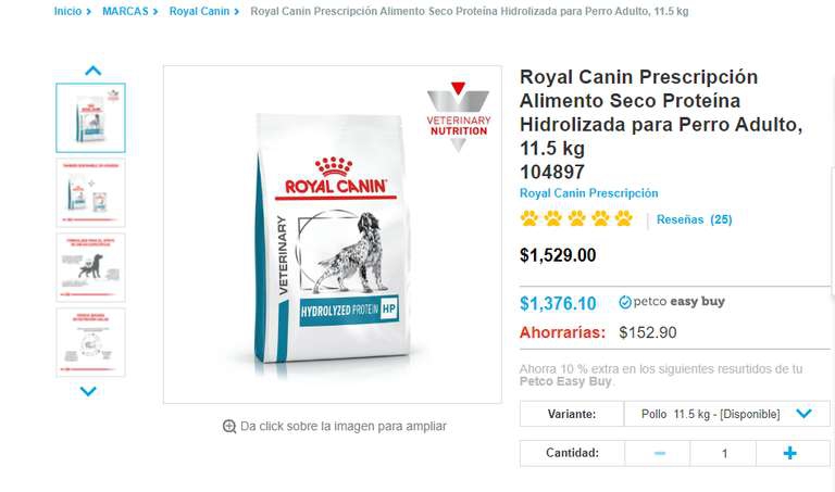 Petco: Royal Canin Proteína Hidrolizada para Perro Adulto, 11.5 kg | Easy Buy 
