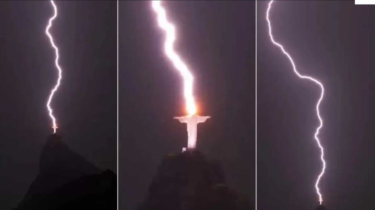 Rayo impacta la cabeza de Cristo Redentor en Brasil; así se vivió el momento