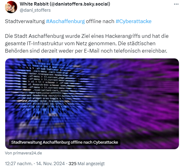 Cyberangriff auf Aschaffenburgs Stadtverwaltung