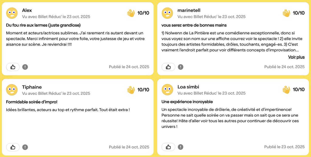 Spectacle d'impro mieux noté