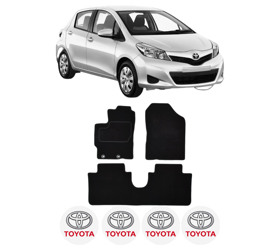 Set Covorase Presuri TOYOTA YARIS (_P13_) din 2010-2020, Auto, Material Textil Mocheta, 4 Stickere auto cu TOYOTA