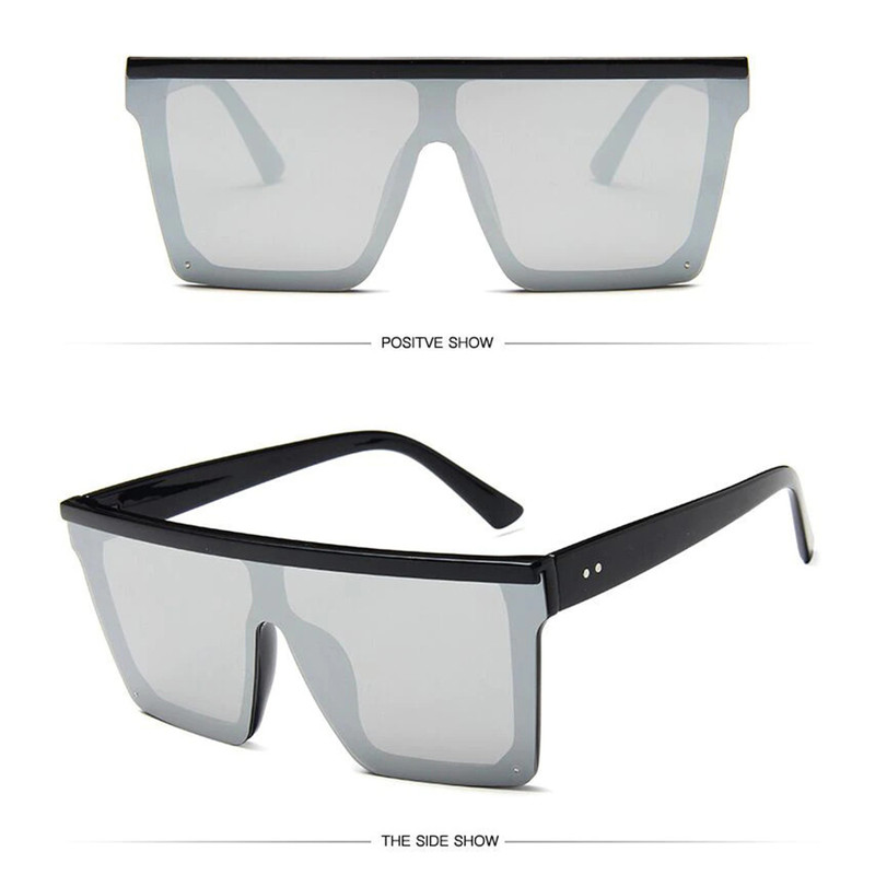 Men Women Sunglasses Fashion Oversize Flat Mirror Lens  display picture 1