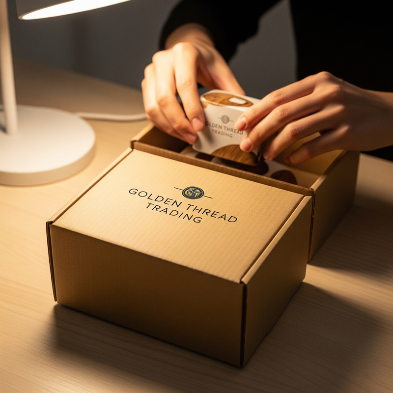 Person packing a box