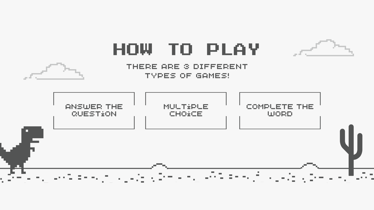 White Gray Modern Pixel Dino Trivia Game Night Presentation