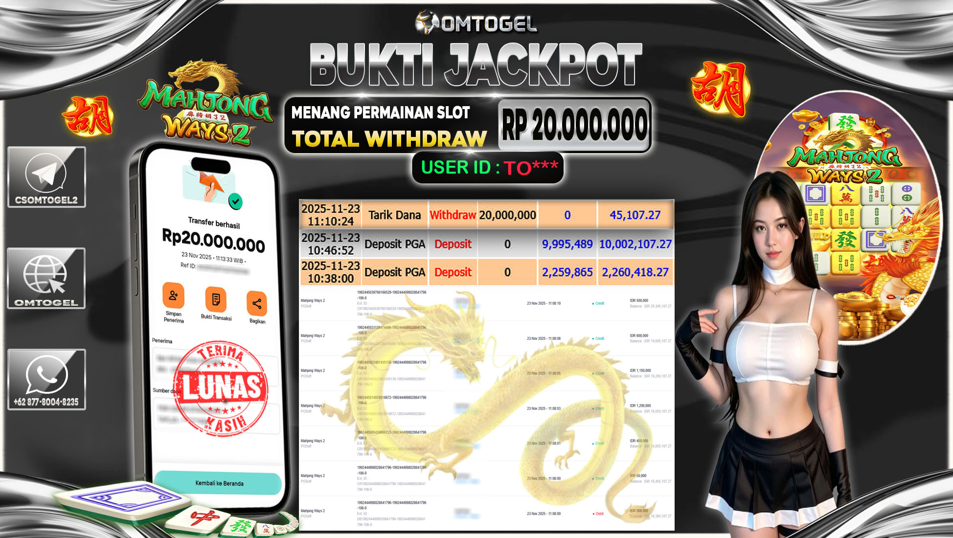 OMTOGEL JACKPOT PGSOFT MAHJONG WAYS 2 ,20 JUTA DI BAYAR LUNAS ,-