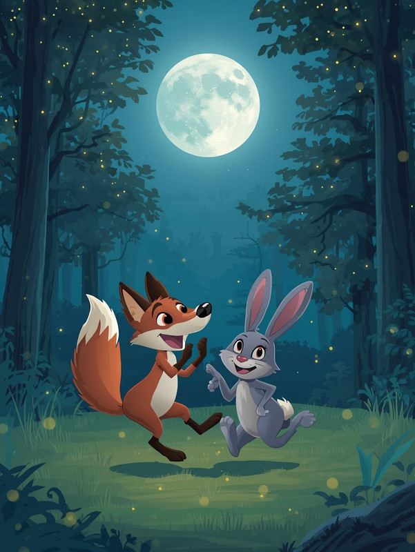 Fox and rabbit dancing