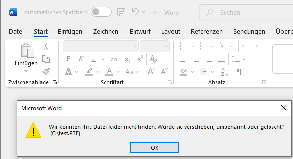 Word RTF document deleted