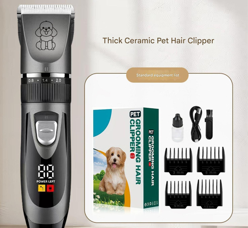 Supplier reference image for Professional Pet Grooming Hair Clipper Kit - Rechargeable, Low Noise - Gray