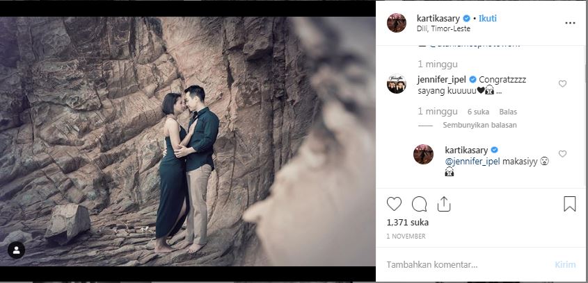 Jennifer Ipel, istri Ajun Perwira ikut komentari foto prewedding Kartika Sary