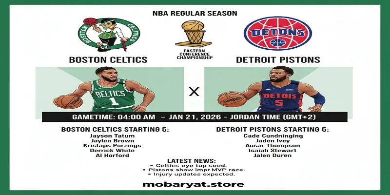 بث مباشر مباراة بوسطن سيلتيكس وديترويت بيستونز الدوري الأمريكي لكرة السلة
