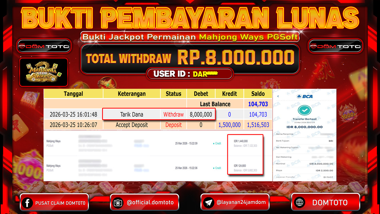 JACKPOT SLOT Mahjong Ways PGSoft 25 MARET 2026